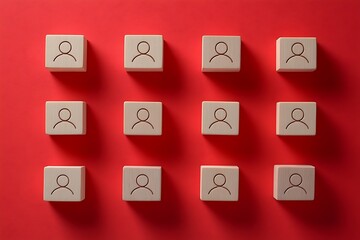 Red Grid Geometric Staff Organization & Human Resources Planning