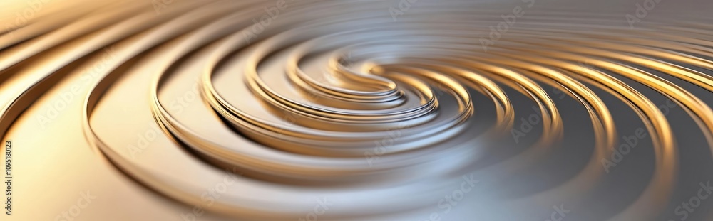 Poster Spiral Pattern Made of Oval Metallic Elements With Reflective Surface