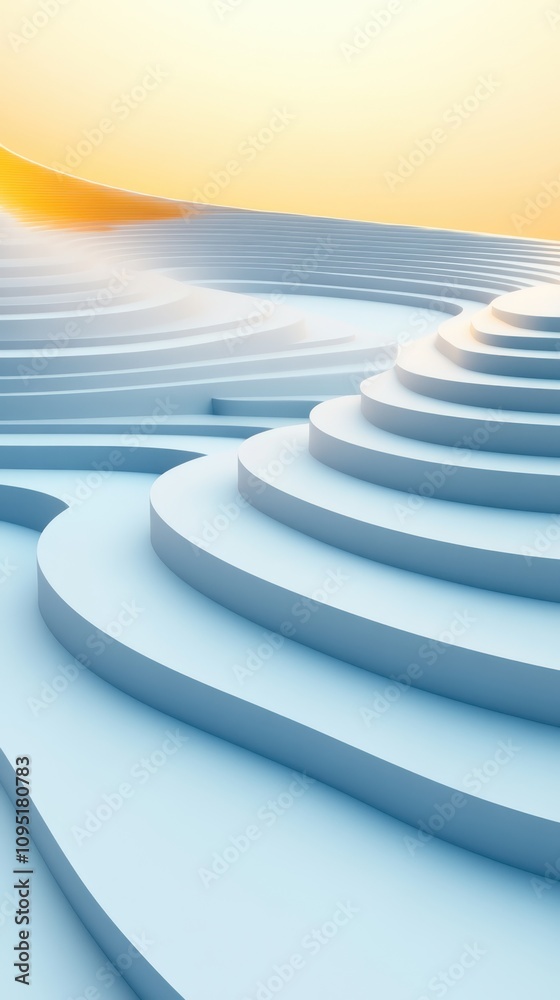 Aufkleber interactive three dimensional transformation of colors in a serene environment at sunset