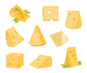 Cheese vector art collection isolated on white background