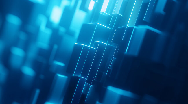 Blue background with glowing lines and blocks for technology concept vector presentation design template. Abstract blue gradient background vector illustration, high-resolution photography, in the sty