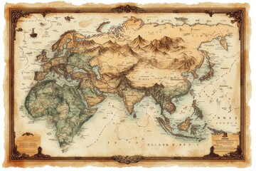 Ancient World Map Showing Geographical Features and Locations