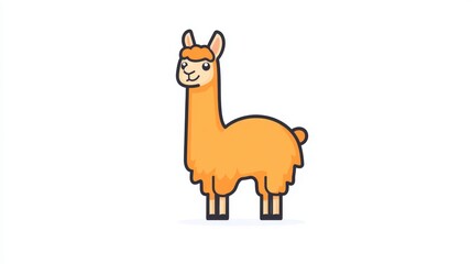 Obraz premium Cute Orange Cartoon Alpaca Design with Simple Lines and Playful Expression Perfect for Child-Friendly Projects and Educational Materials