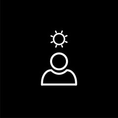 Concept of high spirits and person with a stable psyche icon isolated on black.