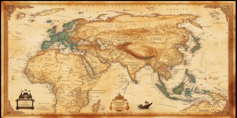 Obraz premium Antique World Map Depicting Ancient Lands And Waterways