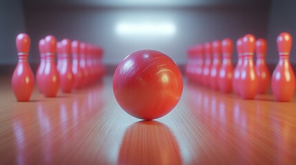 Naklejka premium A 3D bowling ball and a set of pins about to be knocked over isolate white background