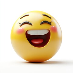 Fototapeta premium A three dimensional rendering of a laughing emoticon