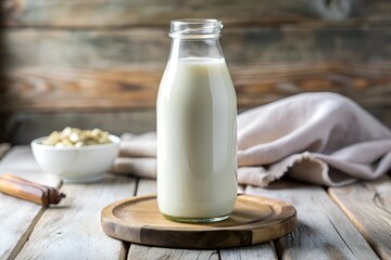 glass of milk on a table