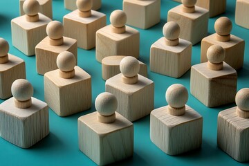 Subtle Differences Close-up of Light Wood Cubes & Dolls