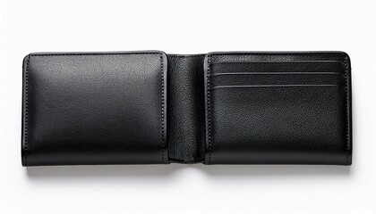 Naklejka premium black leather wallet isolated on white