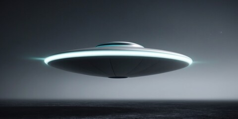 Obraz premium Unidentified flying object hovering over empty ground at night.