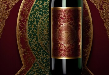 isolated wine bottle displayed richly textured background emphasizing depth surface details, glass, elegance, luxury, vintage, design, reflection, shine