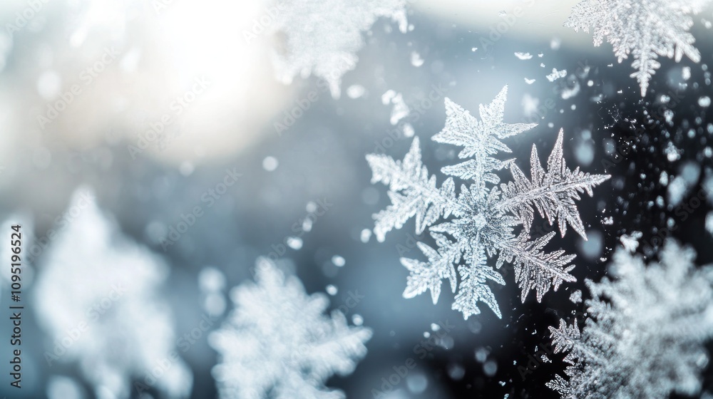 Poster Intricate Snowflake Pattern on a Window Pane