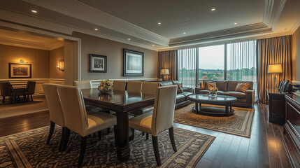 Spacious Dining Room with Wood Accents