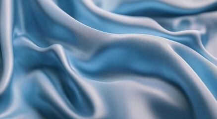 Obraz premium A close-up of blue silk fabric, undulating with soft folds and creating ripples in the air. 