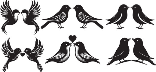 Happy Valentine Day cute bird silhouette  vactor design. 