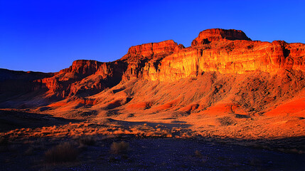 Naklejka premium Sunset Canyon: Vibrant Red Rock Formations, Desert Landscape, Arizona, Southwest USA