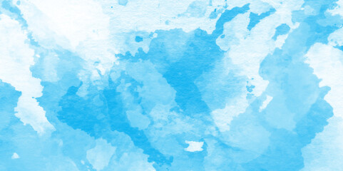 Colorful gradient ink colors wet effect hand drawn paper texture background, Blue watercolor abstract cloudy sky background, Abstract vector blue watercolor paint splash.