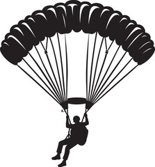 Skydiving parashoot flying silhouette vector illustration on white background