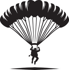 Skydiving parashoot flying silhouette vector illustration on white background