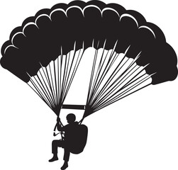 Skydiving parashoot flying silhouette vector illustration on white background