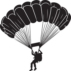Skydiving parashoot flying silhouette vector illustration on white background