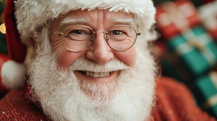 Jolly Santa Claus Smiling Christmas Gifts Festive Season Portrait