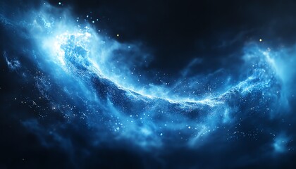 Fototapeta premium Digital vortex of blue particles, resembling a cosmic black hole