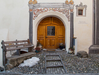 Downtown in Scuol, Lower Engadine, Swiss