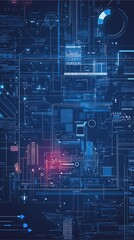 IT Infrastructure Essentials Shown by a Technical Blueprint with Labeled IT Components, Featuring Clean, Minimalist Elements and Ample Text Space.