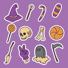 halloween set sticker vector illustration