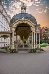 City landscape in winter. City landscape with historical buildings in an old town from the Baroque...