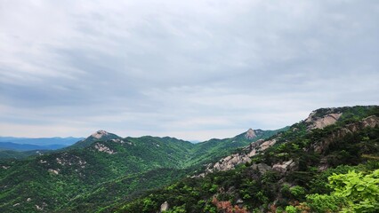 Naklejka premium Image of summer scenery of Dobongsan Mountain near Seoul, Korea. Hiking in Dobosan National Park. korea mountains. trekking. korean landscapes. bukhansan national park.