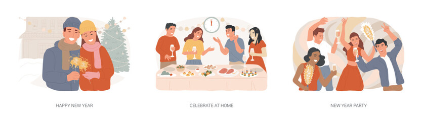 Obraz premium New Year celebration isolated cartoon vector illustrations se