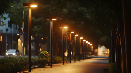 Modern street LED lighting pole with minimalist design. high quality image