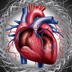 human heart details for medical education wallpaper illustration