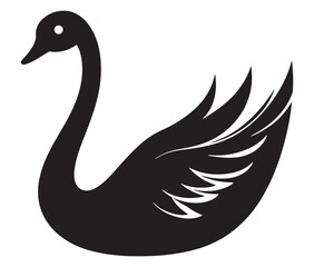 Fototapeta premium Cartoon swan icon silhouette vector, Black swan vector illustration