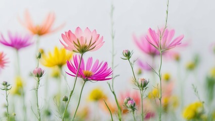 Fototapeta premium Colorful Watercolor Wildflowers In Bloom.