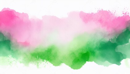 watercolor texture background banner abstract pink green frame painting isolated on white backdrop template card copy space