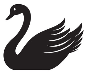 Obraz premium Cartoon swan icon silhouette vector, Black swan vector illustration