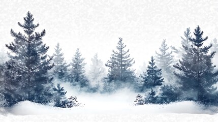 Fototapeta premium Winter coniferous forest on a transparent background, showcasing snow-covered trees and the tranquil beauty of the season