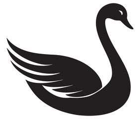 Fototapeta premium Cartoon swan icon silhouette vector, Black swan vector illustration