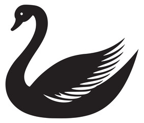 Obraz premium Cartoon swan icon silhouette vector, Black swan vector illustration