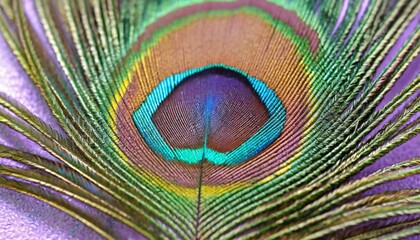 Naklejka premium Close-up intricate details of a coloful peacock feather