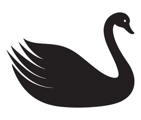 Obraz premium Cartoon swan icon silhouette vector, Black swan vector illustration