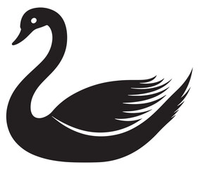 Fototapeta premium Cartoon swan icon silhouette vector, Black swan vector illustration