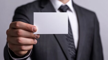 Businessman Holding Blank Card: Mockup for Business, Advertising, and Branding