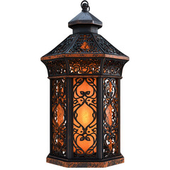 An ornate lantern casting warm light, perfect for enhancing outdoor ambiance and home decoration.