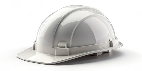 Fototapeta premium White Hard Hat Safety Equipment, 3D Render, Protection, Construction ,hard hat, safety