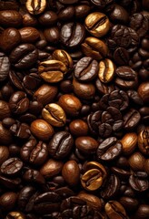 Obraz premium creative arrangement textured coffee beans showcasing varied shapes colors aesthetic approach, background, black, brown, composition, caffeine, collection